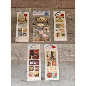 Scrapbooking 3D Canvas Stickers Love Paris France Wine Journey RETIRED - NEW #35